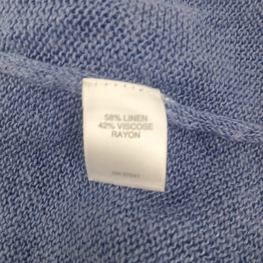 J.Jill Linen Blend Open Front Cardigan Blue Long Sleeve Pockets 1X SSW119444 - Picture 5 of 8